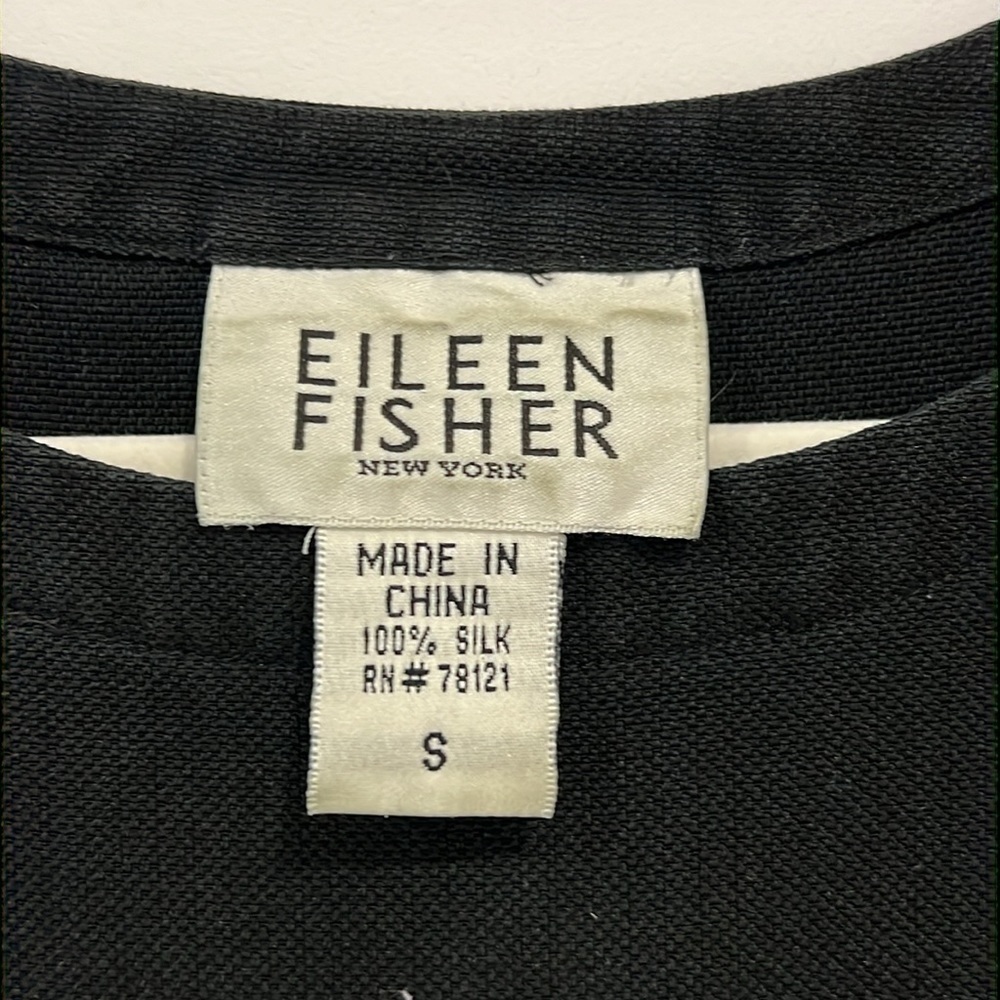 Eileen Fisher Black 100% Silk sleeveless Mini Dress size Small - Picture 3 of 10
